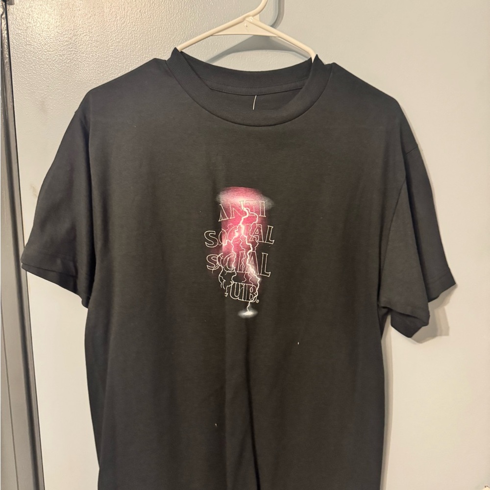 Anti Social Social Club Black Tee, LIGHTNING DETAIL